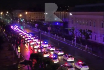 В Рязани ночью засняли на видео колонну полицейских машин